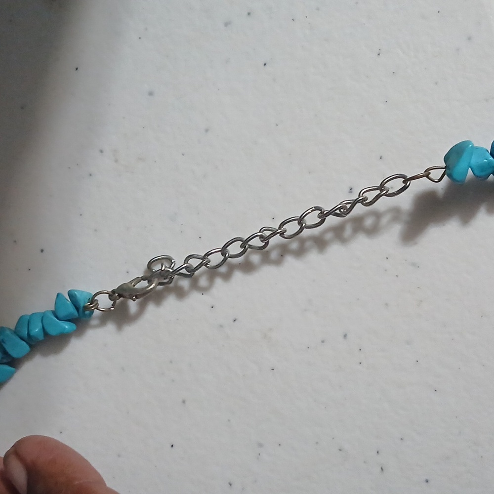 Turquoise Beaded Necklace with Elephant Pendant - Picture 2 of 4